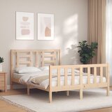 vidaXL Posteljni okvir z vzglavjem 140x190 cm trden les Cene