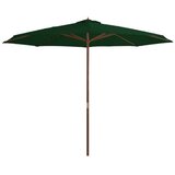  Vrtni suncobran s drvenom šipkom 350 cm zeleni | shoptok.hr
