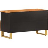 TV ormarić smeđe-crni 80 x 33,5 x 46 cm od masivnog drva manga | shoptok.hr
