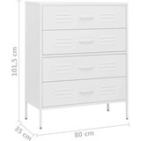 vidaXL Predalnik bela 80x35x101,5 cm jeklo | Shoptok.si