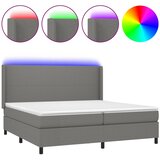  Krevet box spring s madracem LED tamnosivi 200x200 cm tkanina | shoptok.hr