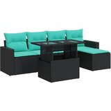  6-dijelni set vrtnih sofa s jastucima crni od poliratana bagrem | shoptok.hr