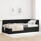 vidaXL Kotna postelja z vzmetnico z vzglavjem Črna 90 x 190 cm Žamet | Shoptok.si