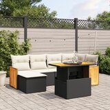  The Living Store Vrtna sedežna garnitura 7-delna z blazinami črn poli ratan - Vrtna Sedežna Garniture, (21481569) | Shoptok.si
