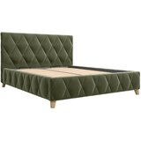 MID.YOU OBLAZINJENA POSTELJA 160 cm x 200 cm , les, kovina, tekstil, leseni material olivno zelena | Shoptok.si