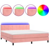 The Living Store Box spring postelja z vzmetnico LED roza 180x200 cm žamet - Box Spring Postelja, (21488813) | Shoptok.si