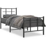vidaXL Metalni okvir kreveta uzglavlje i podnožje crni 75x190 cm | shoptok.hr