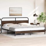 Metalni Kovinski posteljni okvir brez vzmetnice rjavi hrast 193x203 cm, (21610372) | Shoptok.si