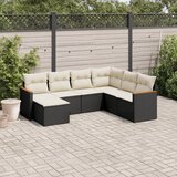 Maison Chic Seti vrtnega pohištva - Vrtna garnitura - Vrtni pohištvo set 7-delna z blazinami črn poli ratan, (21802521) | Shoptok.si
