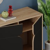 Marckeric Crna/u prirodnoj boji niska komoda u dekoru hrasta 185x79 cm Nola – | shoptok.hr