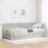 vidaXL Kotna postelja z vzmetnico Svetlo siva 90 x 190 cm Žamet | Shoptok.si