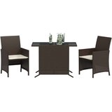 vidaXL Bistro garnitura 3-delna z blazinami rjav poli ratan | Shoptok.si