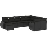  10-dijelni set vrtnih sofa s jastucima crni od poliratana | shoptok.hr