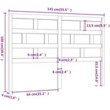  Uzglavlje za krevet crno 141 x 4 x 100 cm od masivne borovine | Eponuda.com