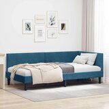 vidaXL Kutni okvir kreveta Plava 80 x 200 cm Velvet i inženjerski drvo | shoptok.hr