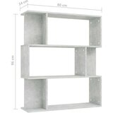 vidaXL knjižna omara/paravan betonsko siva 80x24x96 cm iverna plošča | Shoptok.si