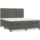 vidaXL Box spring postelja z vzmetnico temno siva 180x200 cm žamet, (20901702) Cene