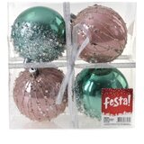 Festa Set ukrasa za jelku kugle 4 komada mint roze Icy special Cene