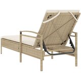  Ležalnik z blazino bež 63x200x81 cm poli ratan | Shoptok.si