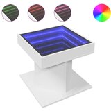 Furnova Klubska mizica LED bela 50x50x45 cm inženirski les, (21914842) | Shoptok.si