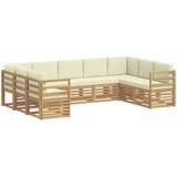 vidaXL Kotna sedežna garnitura z blazino 9 pcs Bela in krem Poliester, (5000283866) | Shoptok.si
