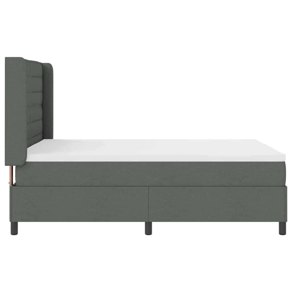 vidaXL Box Spring Postelja z Blazino in LED Temno Siva 140x200 cm Tkanina | Shoptok.si