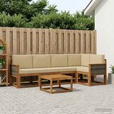  Set vanjskih sofa 6 pcs Prirodna i bež Čvrsto drvo akacije | shoptok.hr