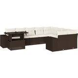  10-dijelni set vrtnih sofa od poliratana s jastucima smeđi | shoptok.hr