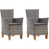 Maison Chic Vrtni stoli - Stol za vrt 2 kosa z blazinami poli ratan sive barve JS1395, (21877858) | Shoptok.si