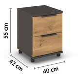 XORA Predalnik Na Kolescih Endora, Barva Hrasta, Barva Grafita | Shoptok.si
