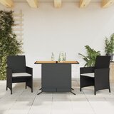 vidaXL 3-dijelni bistro set s jastucima crni od poliratana Cijene