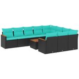 vidaXL 11-dijelni vrtni set s jastucima crni poliratan - Crna Sa stolom 1 | shoptok.hr