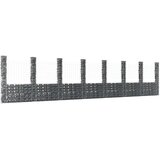 vidaXL Gabionska košara U-oblika s 8 stupova 860x20x200 cm željezna | shoptok.hr
