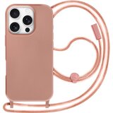 AVIZAR Silikonsko ohišje z vrvico Soft touch Rose Champagne za iPhone 16 Pro Max, Šampanjec roza, (5000016243) | Shoptok.si