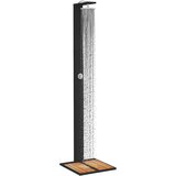 Vanjski tuš crni 50x55x224 cm od poliratana i bagremovog drva | shoptok.hr