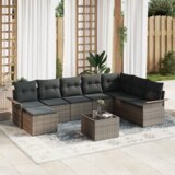 vidaXL 8-delni vrtni kavčni set z blazinami črn poli ratan | Shoptok.si