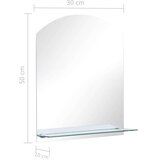  Stensko ogledalo s polico 30x50 cm kaljeno steklo, (20743478) | Shoptok.si