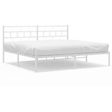 vidaXL Kovinski posteljni okvir z vzglavjem bel 180x200 cm | Shoptok.si
