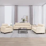3-dijelni set sofa krem od mikrovlakana