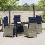  Vrtni set za objed s jastukom 5 pcs Siva i crna Ratan | shoptok.hr