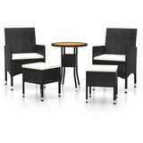 Maison Chic Seti vrtnega pohištva - Vrtna garnitura - Vrtni pohištvo set 5-delna poli ratan črna, (21816262) | Shoptok.si