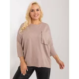 Fashion Hunters Dark beige women's blouse with a loose fit