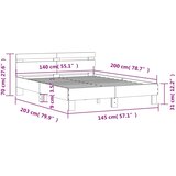  Okvir za krevet s uzglavljem crni 140x200 cm konstruirano drvo | shoptok.hr
