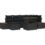 vidaXL 7-delni set vrtnih kavčev s blazinami črn poli ratan | Shoptok.si
