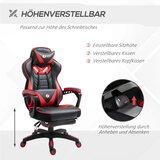  Ergonomska gamerska stolica okretna s uvlačivim osloncem za noge podesivim naslonom PU koža crna‑crvena | shoptok.hr