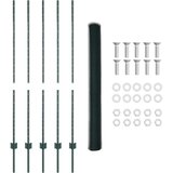 vidaXL Ograje Posti 5 kos U-Kanal Zelena 140 cm Kovina, Šesterokotna ograja Zelena 1.4x10 m Kovina | Shoptok.si
