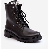 Kesi Women's leather work ankle boots with decoration Zazoo 1757 Black | shoptok.hr