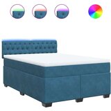 vidaXL Krevet s oprugama i madracem plavi 140x190 cm baršunasti | shoptok.hr