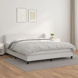 Krevet s oprugama i madracem bijeli 160x200 cm od umjetne kože