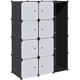  Modularni ormar s 9 odjeljaka 109x36,5x143 cm crno-bijeli Slike